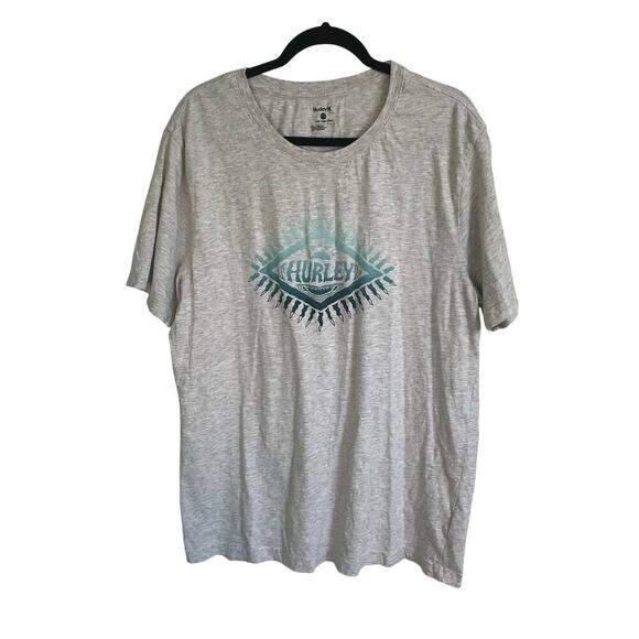 Hurley Light Gray Cotton Blend Short Sleeve Surf Graphic T-Shirt Men's Size XL - Picture 1 of 7